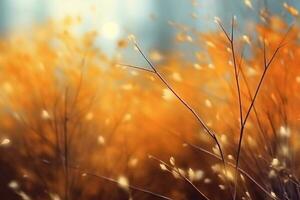 ein verschwommen Herbst, windig Himmel abstrakt Hintergrund mit Bokeh glühen, Illustration. ai generativ foto