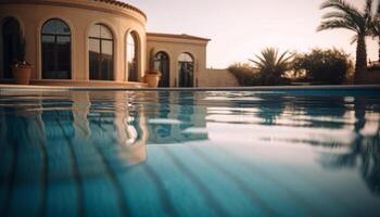 Luxus Entspannung durch das am Pool im Sommer- generiert durch ai foto