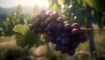 reif Traube Trauben im Weinberg, bereit zum Wein machen generiert durch ai foto