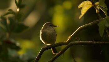 süß Spatz sich niederlassen auf Zweig, Singen Lied generiert durch ai foto