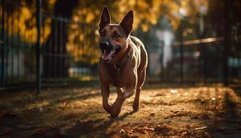 spielerisch Terrier Laufen im Herbst Gras Feld generiert durch ai foto