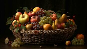 organisch Obst Korb, reif und frisch zum Essen generiert durch ai foto