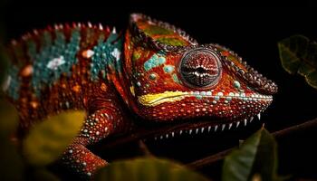 entdeckt Gecko auf Grün Blatt, suchen süß generiert durch ai foto