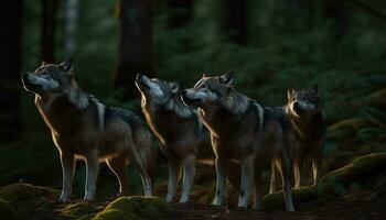 jung Wolf Welpe Sitzung im grasig Wald generiert durch ai foto