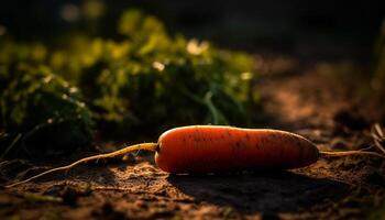 frisch organisch Möhren gewachsen im Zuhause Gemüse Garten generiert durch ai foto