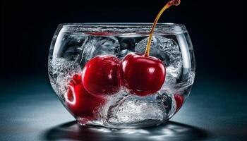 saftig Beere Obst im transparent Trinken Glas generiert durch ai foto