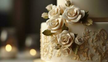 elegant Strauß von frisch Blumen zum Hochzeit Feier generiert durch ai foto