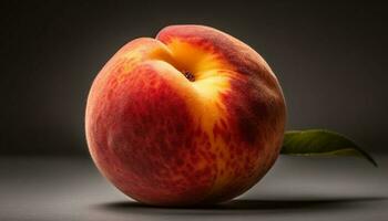 saftig Pfirsich und Apfel Scheibe, frisch und organisch, gesund Snack generiert durch ai foto