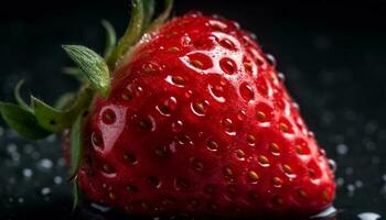 saftig Erdbeere Scheibe, ein erfrischend Snack zum gesund Lebensstile generiert durch ai foto