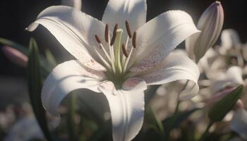 Frische von Frühling präsentiert im Single Blume elegant Schönheit generiert durch ai foto