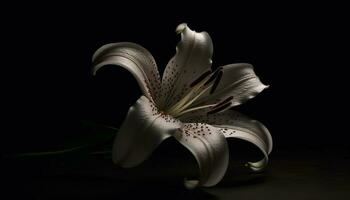 Eleganz Single Gelb Orchidee im dunkel Studio Schuss generiert durch ai foto