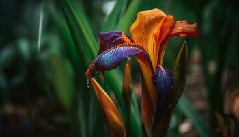 beschwingt Strauß von multi farbig Blumen im ein formal Garten generiert durch ai foto