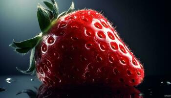 saftig reif Erdbeere, ein Süss organisch Gourmet Dessert Erfrischung generiert durch ai foto