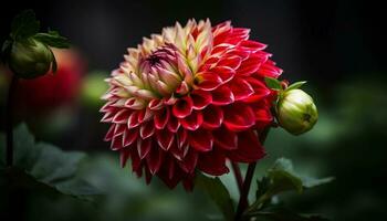 beschwingt Dahlien blühen im ein Single Strauß, präsentieren Herbst Schönheit generiert durch ai foto