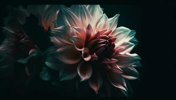 beschwingt farbig Dahlie Blüte, ein Symbol von Schönheit im Natur generiert durch ai foto