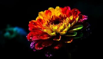 beschwingt Strauß von multi farbig Gänseblümchen im ein dunkel Vase generiert durch ai foto