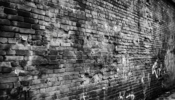 alt Backstein Mauer mit texturiert Muster, umgeben durch uralt Stein generiert durch ai foto