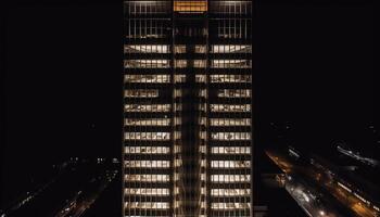 modern Wolkenkratzer leuchtet Stadt Leben mit abstrakt futuristisch Design generiert durch ai foto