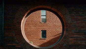 alt Backstein Gebäude Eigenschaften uralt Bogen und modern Glas Fassade generiert durch ai foto