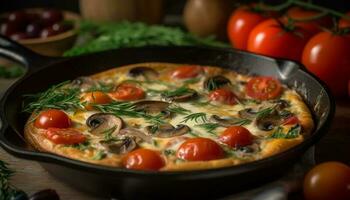 frisch Vegetarier Kasserolle mit organisch Tomate und Mozzarella Vorspeise generiert durch ai foto