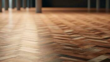 abstrakt Hartholz Bodenbelag im modern inländisch Zimmer mit gestreift Muster generiert durch ai foto