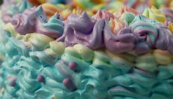 bunt Gourmet Cupcakes mit Süss Glasur und Süßigkeiten Dekoration generiert durch ai foto