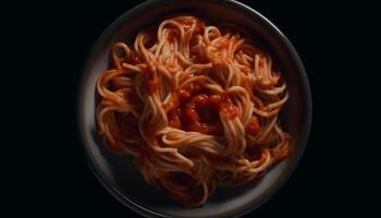 gesund Mahlzeit von Pasta und Gemüse im ein Gourmet Schüssel generiert durch ai foto