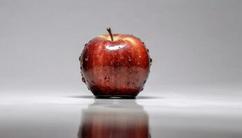 saftig Apfel spiegelt Natur Frische im beschwingt Studio Schuss generiert durch ai foto