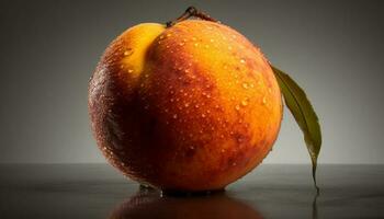 saftig Apfel Scheibe spiegelt beschwingt Natur Frische im Studio Schuss generiert durch ai foto