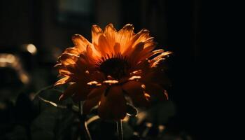 beschwingt Sonnenblume Blüte, Gelb Blütenblatt, Grün Blatt, Natur Schönheit generiert durch ai foto