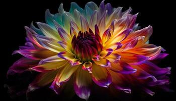 beschwingt farbig Blütenblätter Vitrine das Schönheit von Natur Single Blume generiert durch ai foto