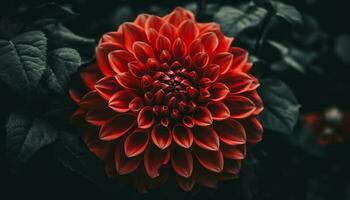 beschwingt Dahlien und Chrysanthemen blühen im formal Garten drinnen generiert durch ai foto