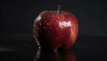 saftig Apfel fallen spiegelt Frische von organisch Natur gesund Snack generiert durch ai foto