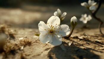 frisch Gelb Wildblume blühen im Natur Wiese, selektiv Fokus Vordergrund generiert durch ai foto