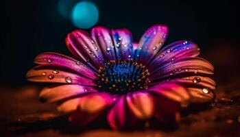 beschwingt Gerbera Gänseblümchen im feucht Wiese, Schönheit im Natur generiert durch ai foto