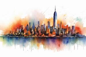 Aquarell Neu York Horizont. ai generativ foto