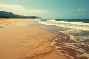 Blau Himmel und sandig Strand. ai generativ foto