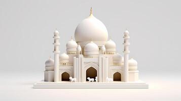 eid al adha Banner Design Illustration. islamisch und Arabisch Hintergrund zum das Muslim Gemeinschaft Festival. Muslim Urlaub. 3d modern islamisch geeignet zum Ramadan, Hari Raya, eid al-adha. generativ ai foto