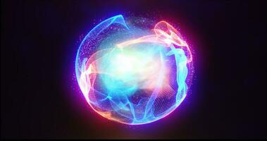 abstrakt Energie Kugel mit glühend hell Partikel Energie wissenschaftlich futuristisch Hi-Tech Hintergrund foto