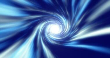 abstrakt Energie Blau Tunnel verdrehte Strudel von kosmisch Hyperraum magisch hell glühend futuristisch Hi-Tech mit verwischen und Geschwindigkeit bewirken Hintergrund foto