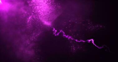 abstrakt Hintergrund von lila Energie Partikel von Energie Magie Wellen fliegend von das Wind mit das bewirken von glühen und verwischen Bokeh foto