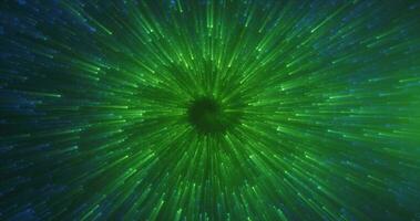 abstrakt Grün Energie magisch glühend Spiral- Strudel Tunnel Partikel Hintergrund mit Bokeh bewirken foto