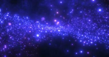 abstrakt Blau Energie Partikel und Wellen magisch hell glühend futuristisch Hi-Tech mit verwischen bewirken und Bokeh Hintergrund foto
