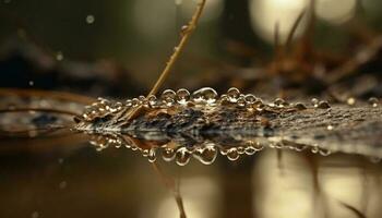 Frische von Tau auf nass Blatt, reflektieren Schönheit im Natur generiert durch ai foto