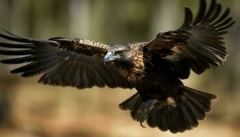 Verbreitung Flügel, Mitte Luft, majestätisch kahl Adler generiert durch ai foto