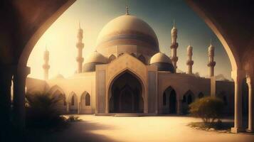 schön Moschee Kunst Illustration, generativ ai Kunst foto
