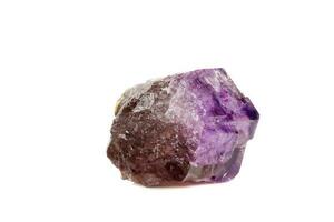 Makromineralstein Amethyst zusammen Rauchquarz, Rauchtopaz auf weißem Hintergrund foto