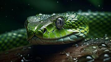 wild Natur giftig Viper Zunge Spiral- Schlangen im schließen oben Porträt generiert durch ai foto