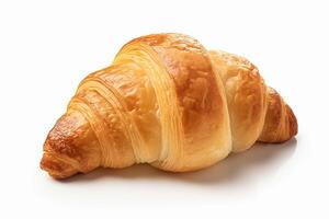 ein Croissant mit ein Weiß Hintergrund, ai generiert foto