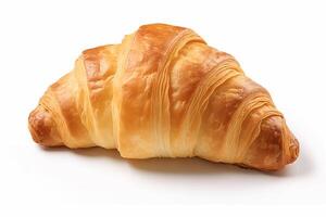 ein Croissant mit ein Weiß Hintergrund, ai generiert foto